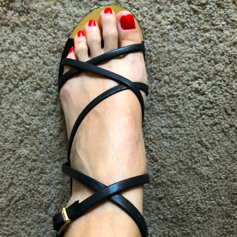 CHANEL BLACK LEATHER ANKLE STRAP SANDALS EU SIZE 37 US SIZE 7 - Picture 3 of 16
